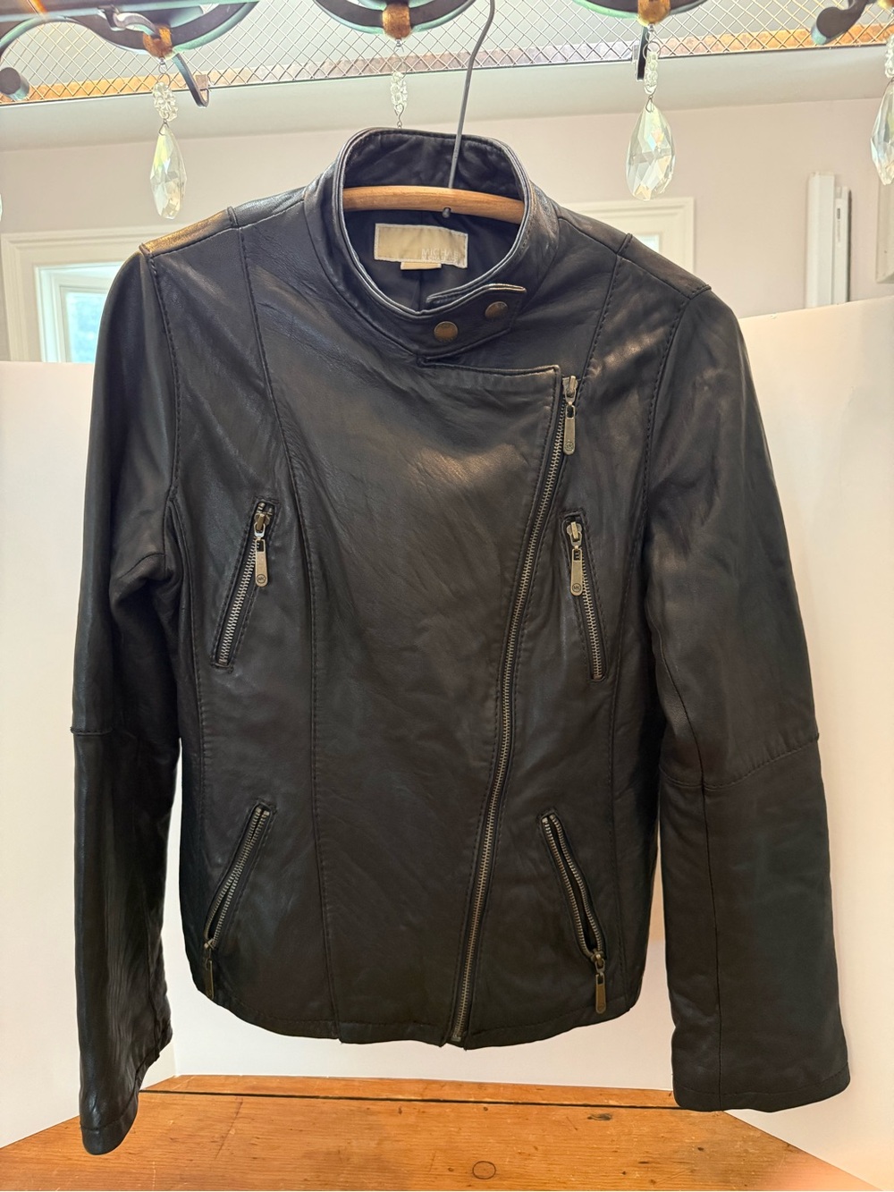 MICHAEL Michael Kors Black Asymmetrical Leather Jacket